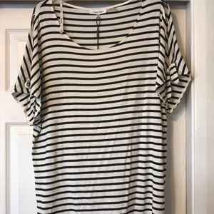 Calvin Klein B&W Stripe XL Top Slit Sleeve - NWT